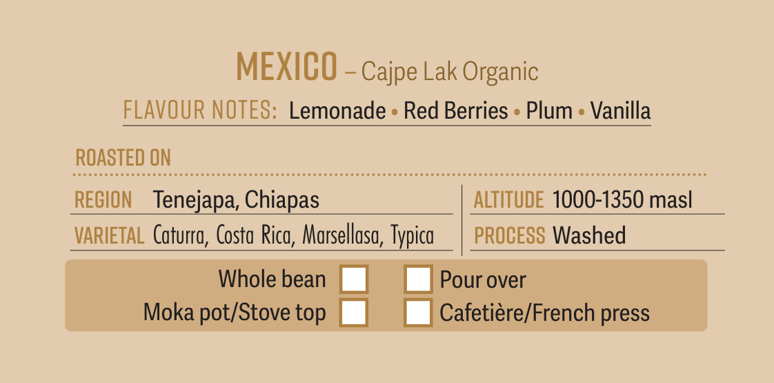 Mexico Cajpe Lak Organic Single Origin Coffee Beans